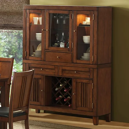 Buffet and Hutch with Wine Storage and Display Case